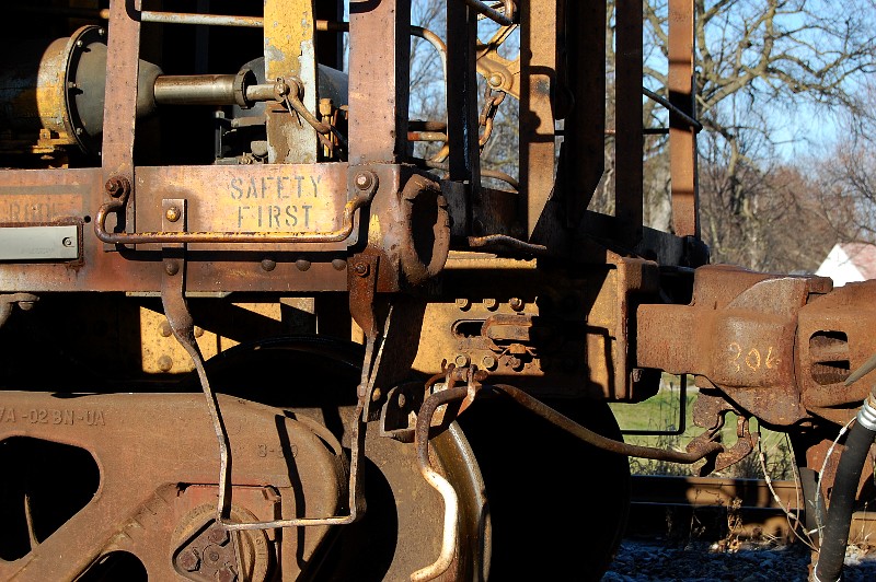 railroad car with stencil: safety first