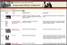 screen shot, Edgewood History Collection browse page