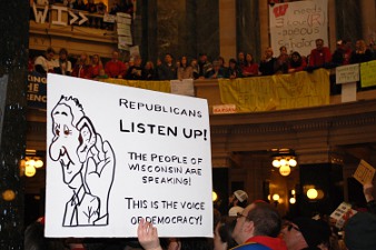 protester holding sign