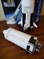 After 10 bags of Lego pieces, the first and second stages of a Saturn V rocket are done